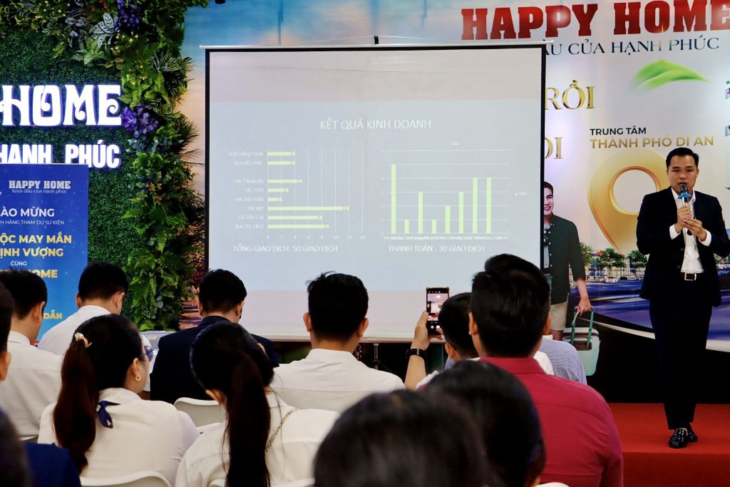 Ông Huỳnh Thiên Vương - Giám kinh doanh Công ty Cổ phần Dịch vụ Đầu tư Tài chính Hoàng Khôi chia sẻ thông tin, các chính sách bán hàng hấp dẫn của dự án Happy Home trong Qúy II/2024